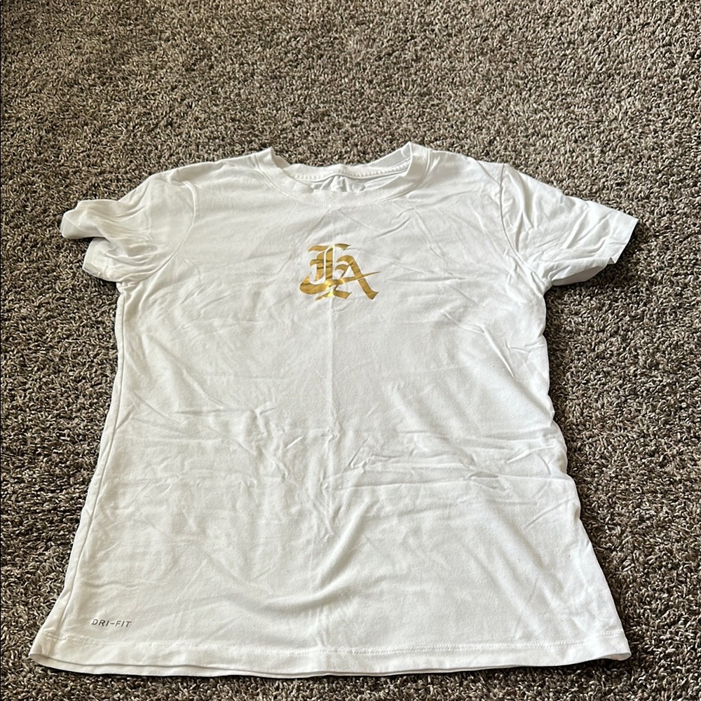 White and Gold Women's Nike Top